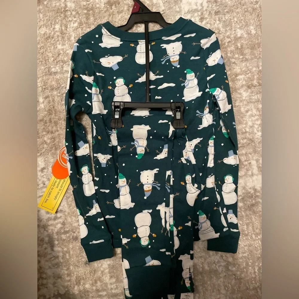 Wonder Nation Teal Snowman Kids Pajama Set size 7-NWT